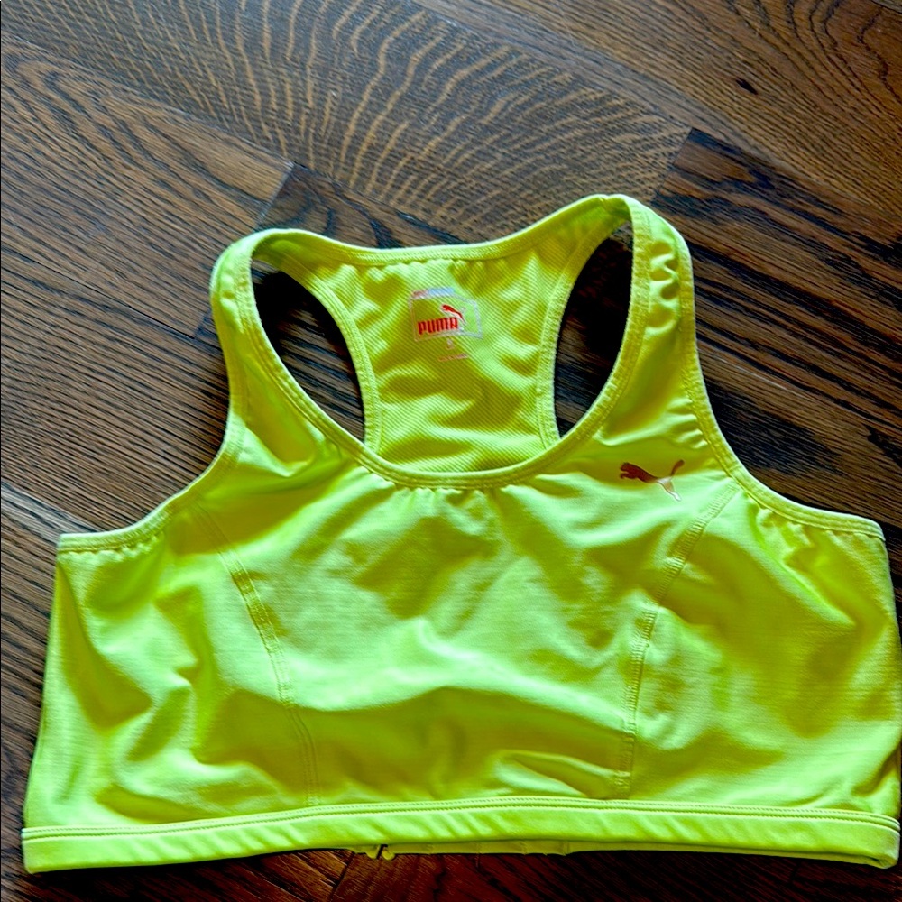 Puma Yellow Racerback Swim Top Sleek Performance
